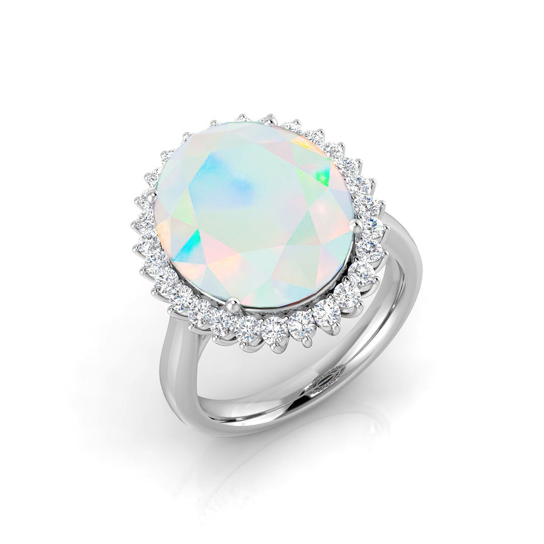 9ct White Gold 5.67ct Opal Ring