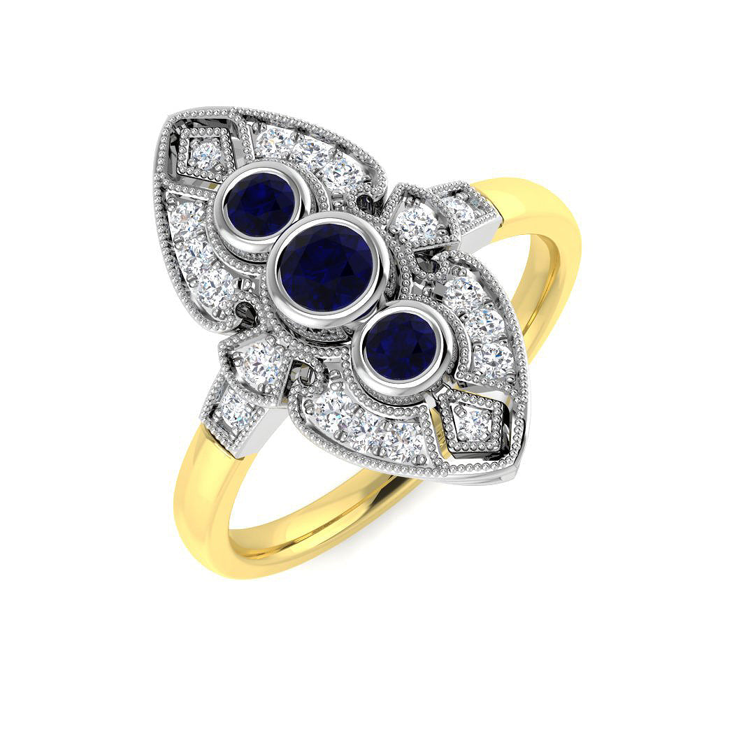 9ct Yellow Gold 0.51ct Blue Sapphire Ring
