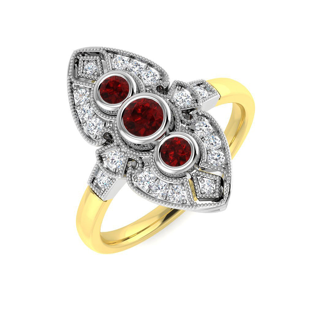 9ct Two-Tone Gold 0.48ct Ruby Ring