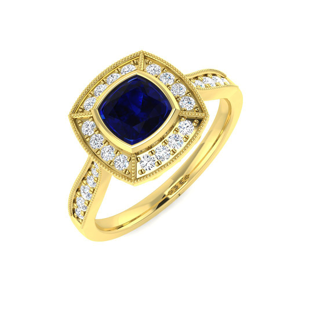 9ct Yellow Gold 1.14ct Blue Sapphire Ring