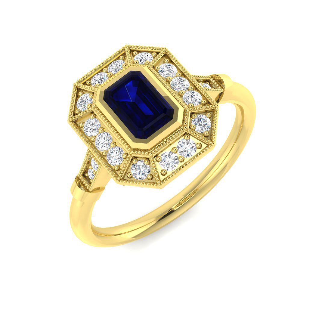 9ct Yellow Gold 0.86ct Blue Sapphire Ring