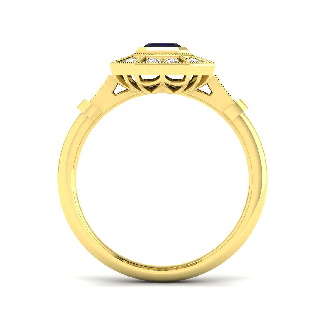 9ct Yellow Gold 0.86ct Blue Sapphire Ring