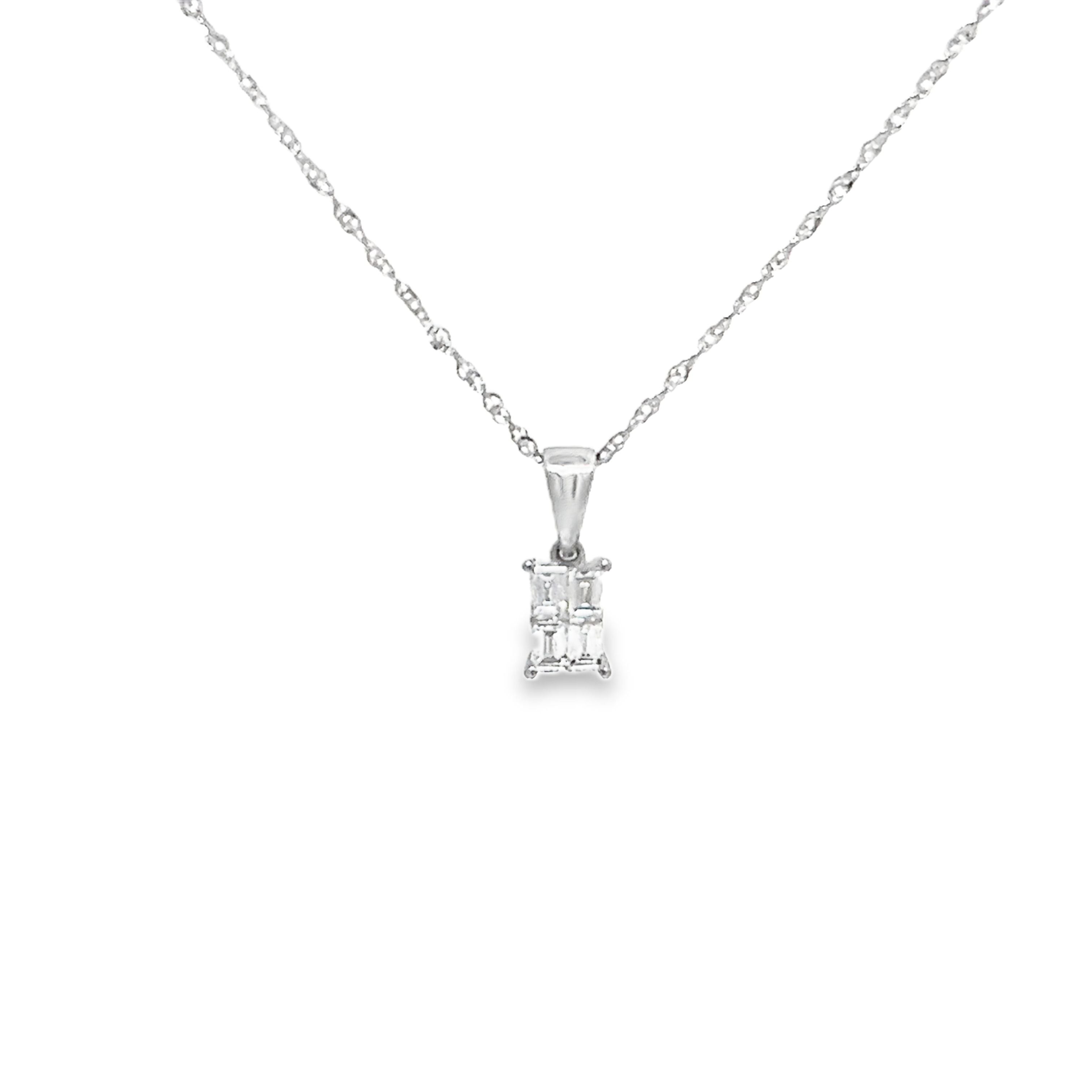 4 Emerald Cut Diamond Illusion Set in 18ct White Gold 0.40ct