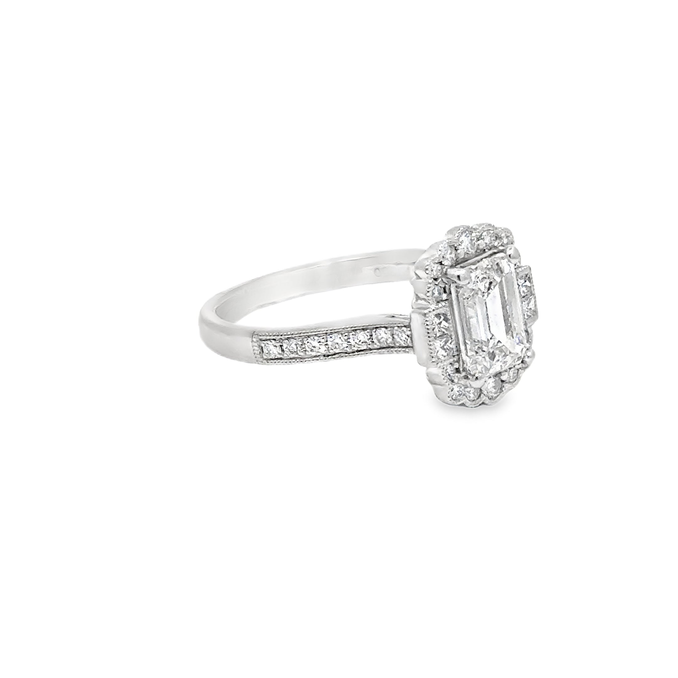 1.51ct Lab Grown Emerald Cut Diamond Set In Platinum