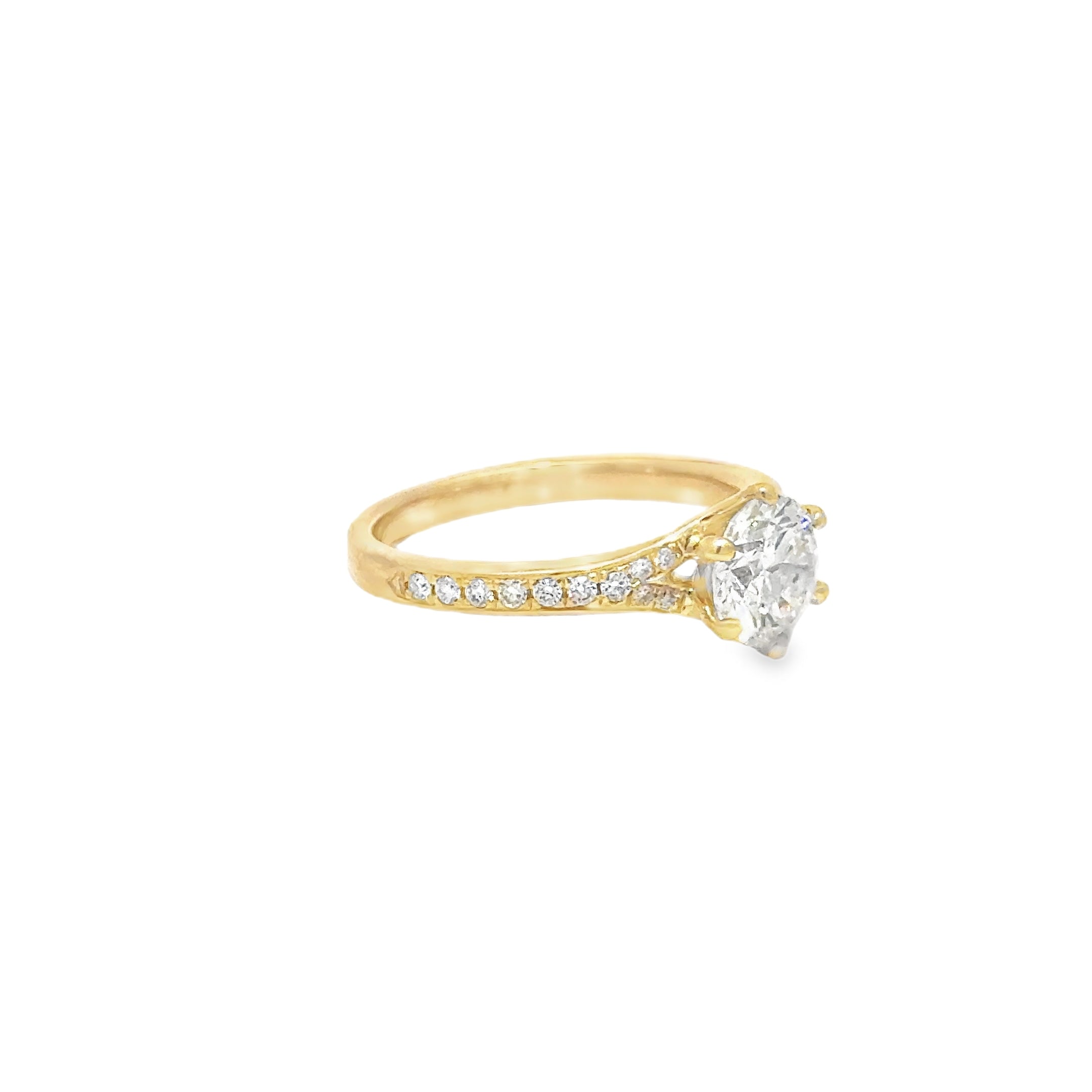 1.10ct Lab Grown Round Brilliant Diamond Engagement Ring Set in 18ct Yellow Gold