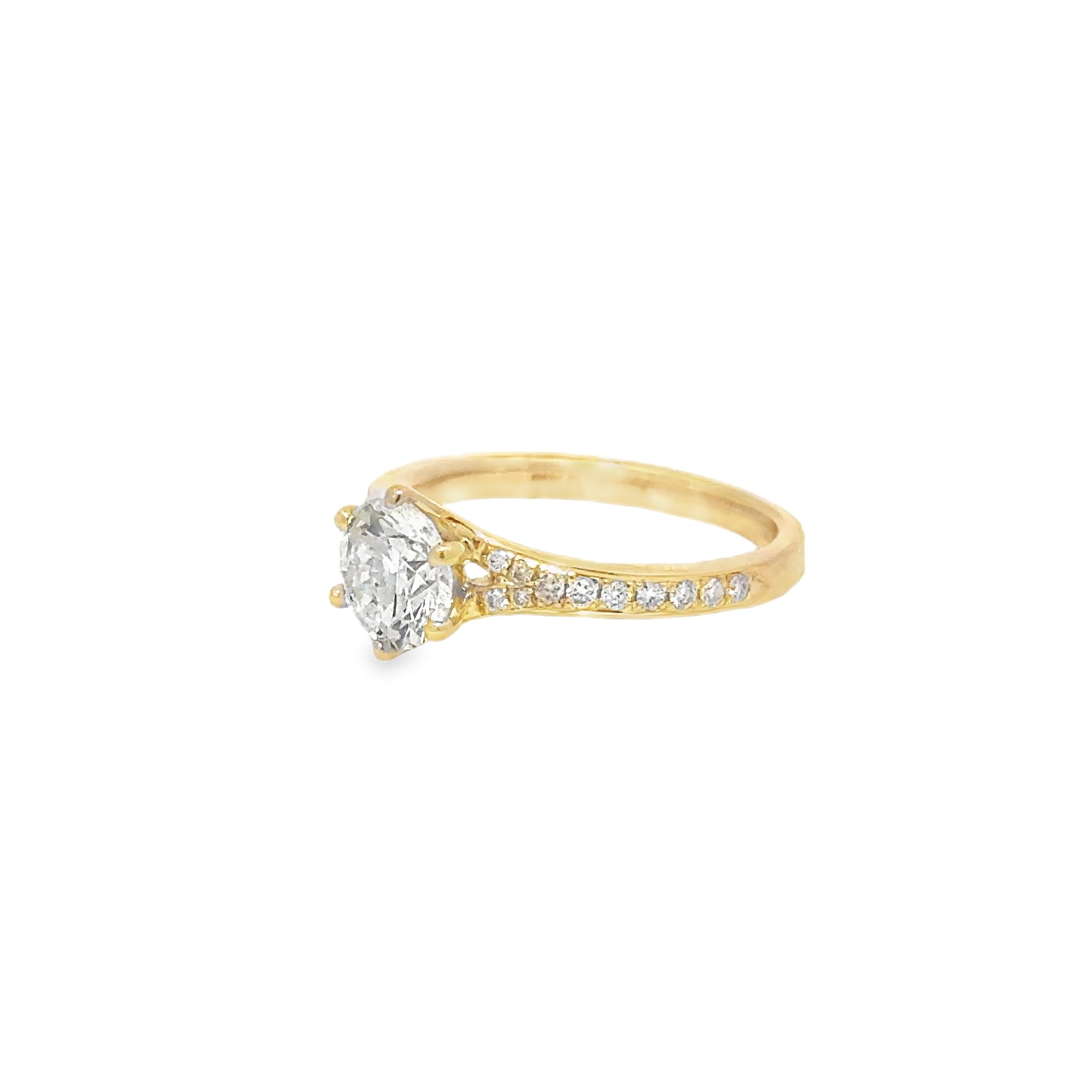 1.10ct Lab Grown Round Brilliant Diamond Engagement Ring Set in 18ct Yellow Gold