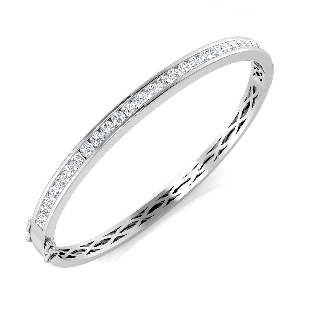 9ct White Gold 1.95ct Laboratory Grown CVD Bangle