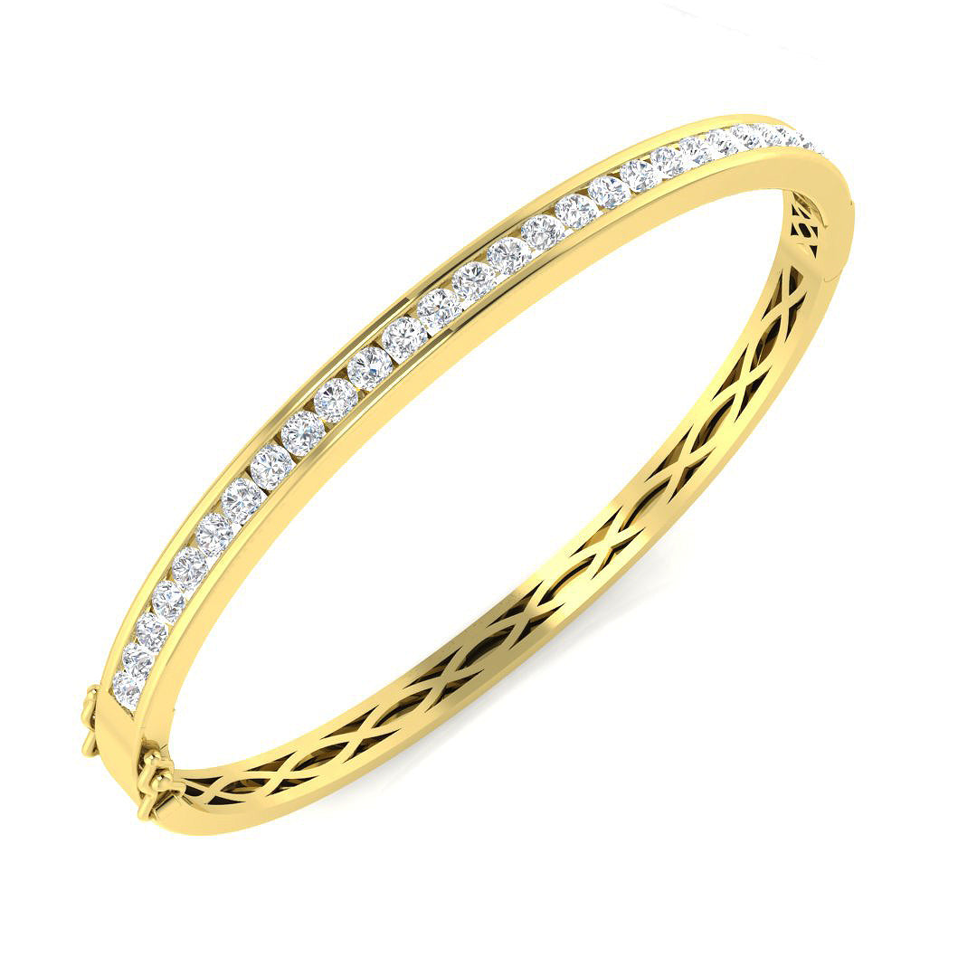 9ct Yellow Gold 1.95ct Laboratory Grown CVD Bangle