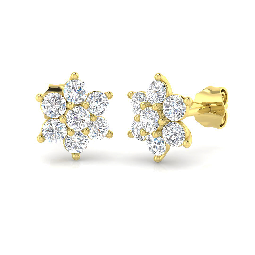9ct Yellow Gold 1.04ct G I1 Diamond Earrings