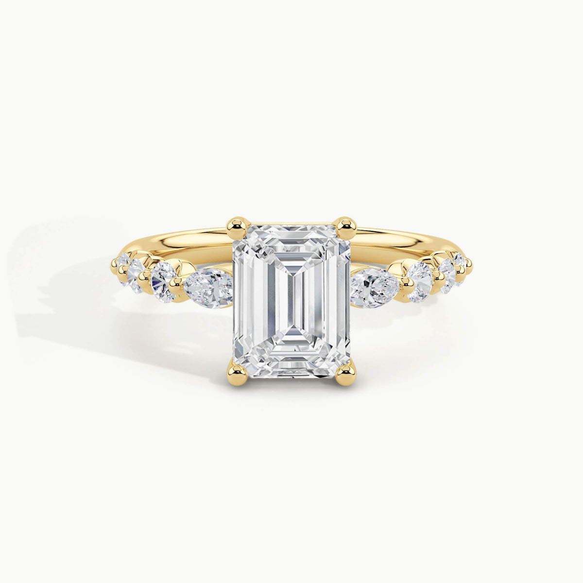 Yellow Gold, Emerald, down view