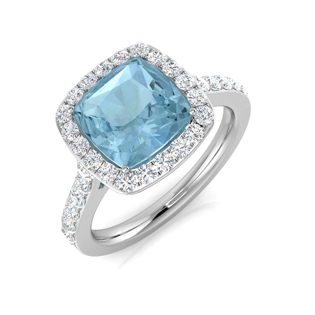 9ct White Gold 3.01ct Aquamarine Ring