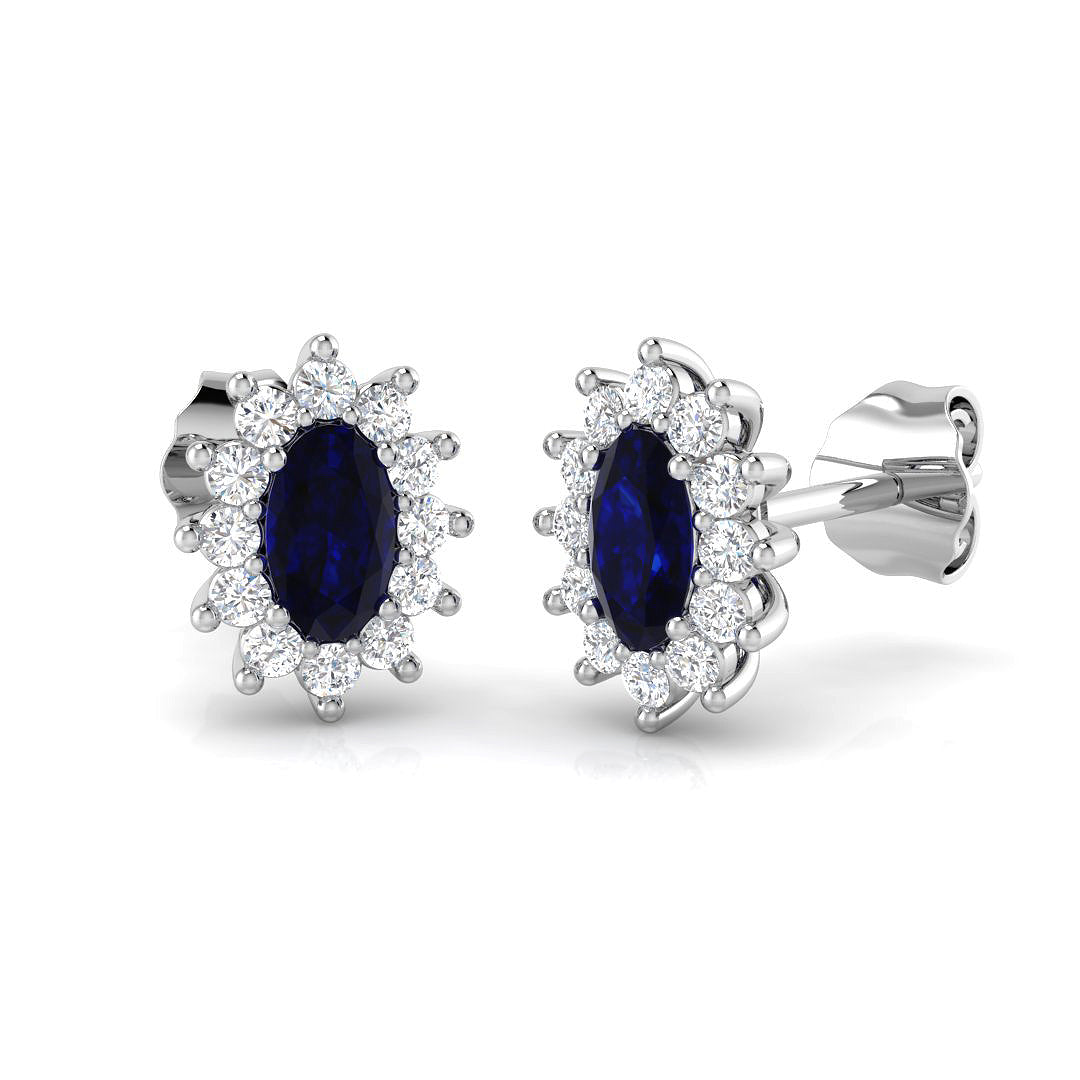 9ct White Gold 0.98ct Blue Sapphire Earrings
