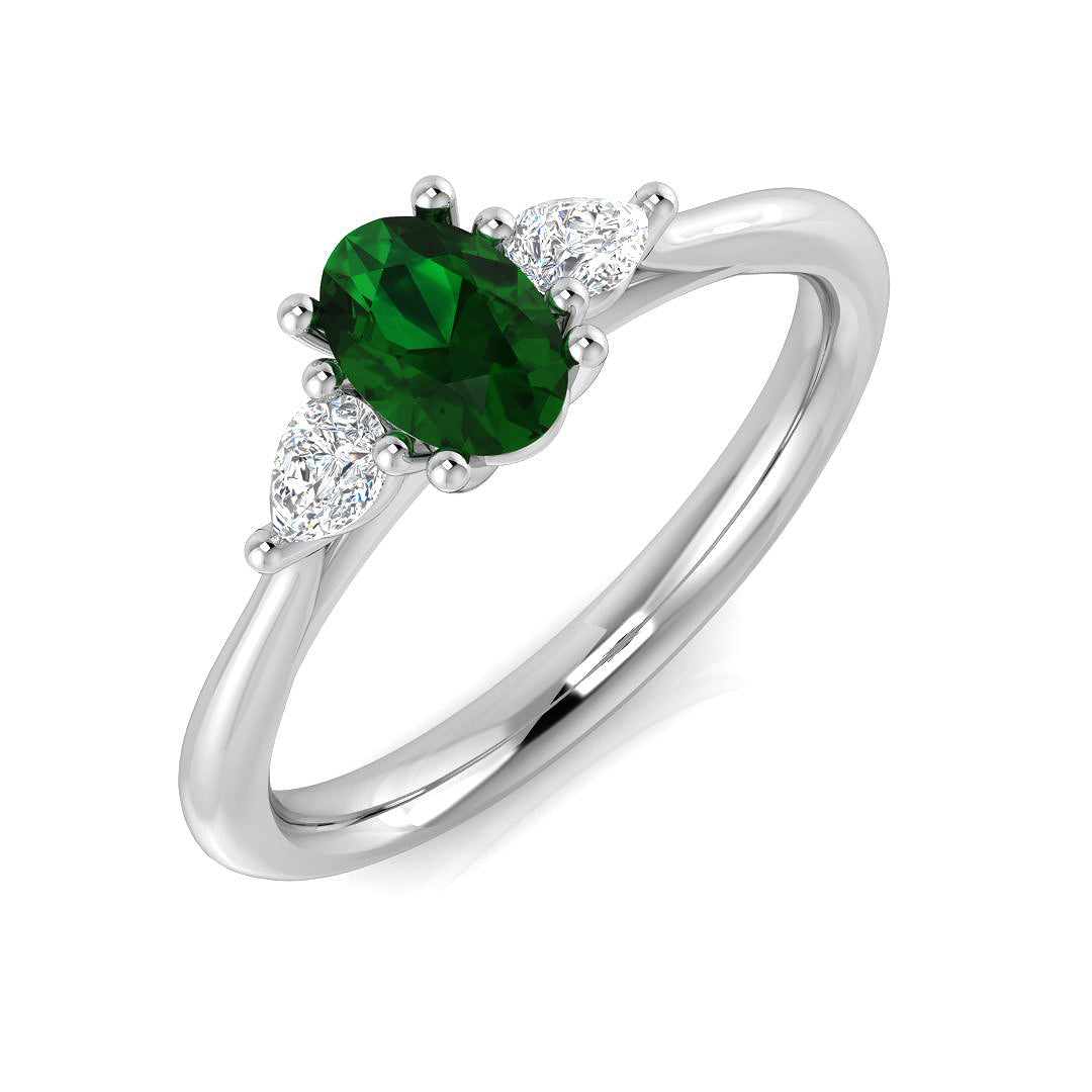 9ct White Gold 0.67ct Emerald Ring