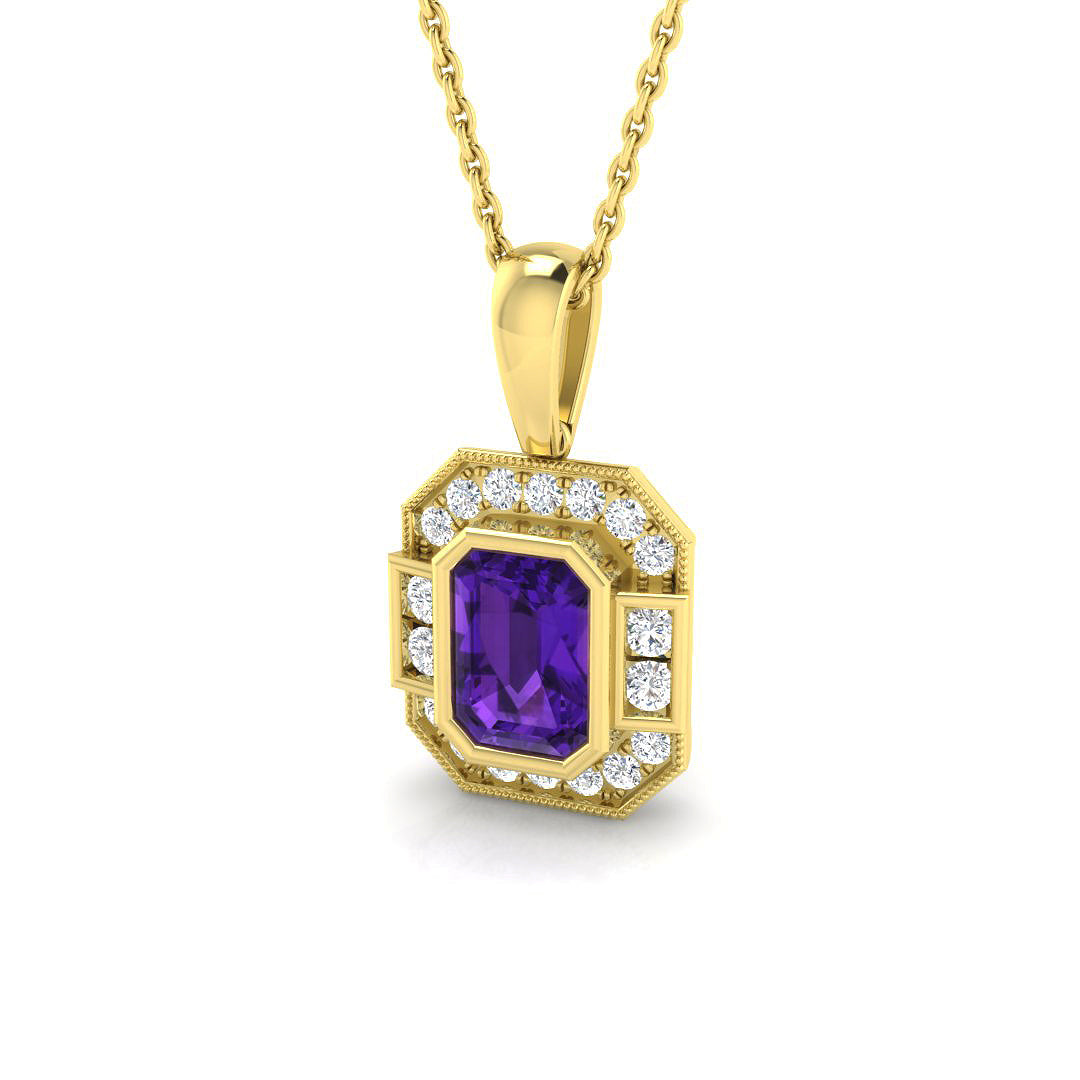 9ct Yellow Gold 1.04ct Amethyst Pendant