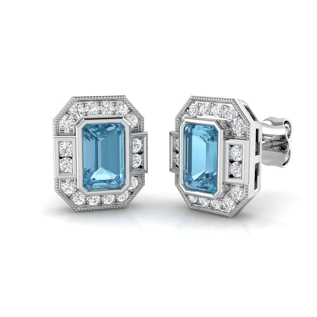 9ct White Gold 1.63ct Sky Blue Topaz Earrings