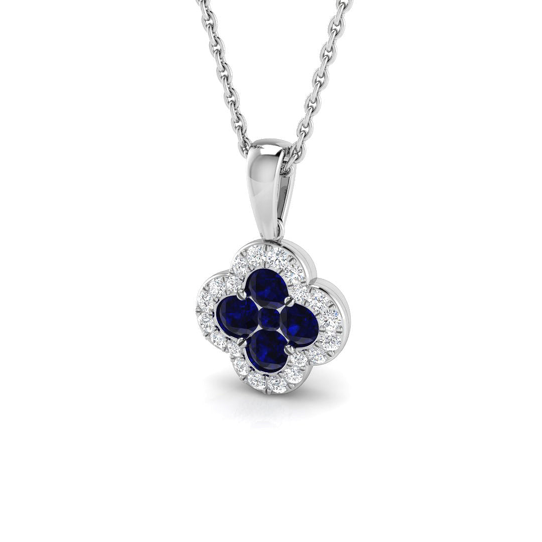 9ct White Gold 0.49ct Blue Sapphire Pendant