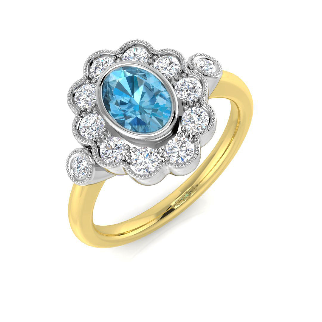 9ct Two-Tone Gold 1.30ct Sky Blue Topaz Ring