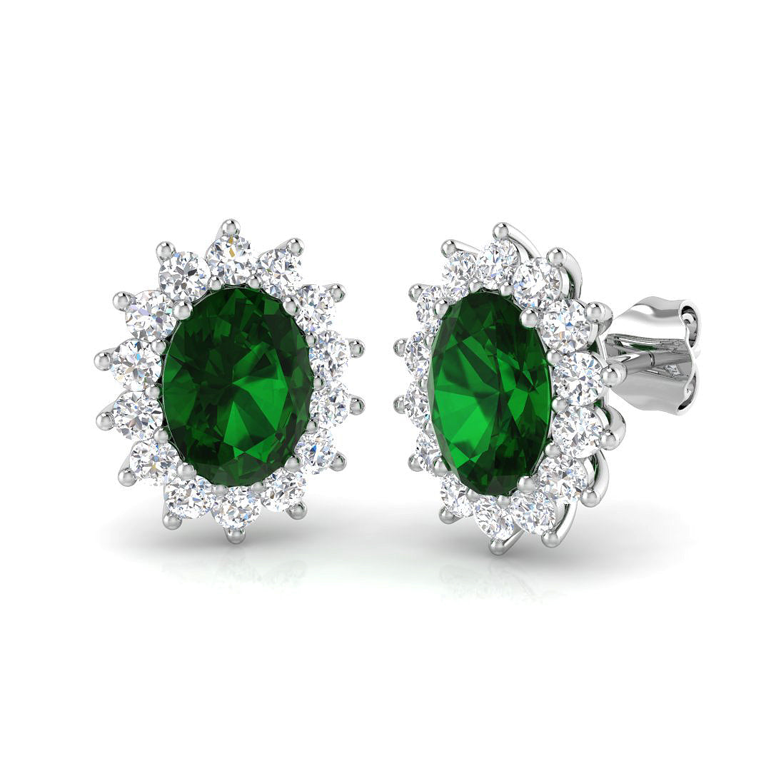 18ct White Gold 2.72ct Emerald Earrings