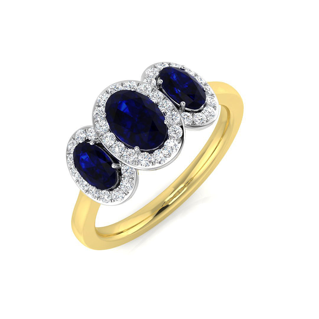 18ct Two-Tone Gold 1.45ct Blue Sapphire Ring