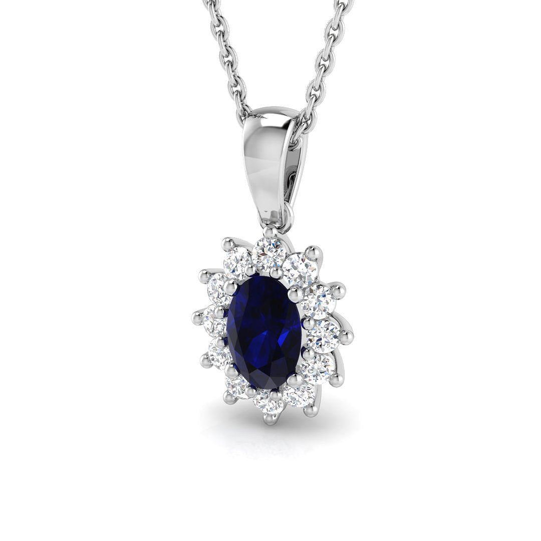 18ct White Gold 0.93ct Blue Sapphire Pendant