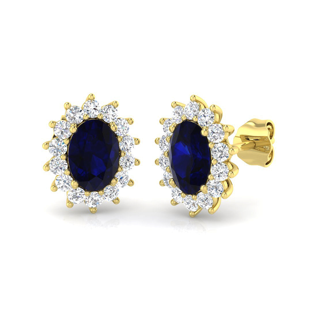 9ct Yellow Gold 2.90ct Blue Sapphire Earrings