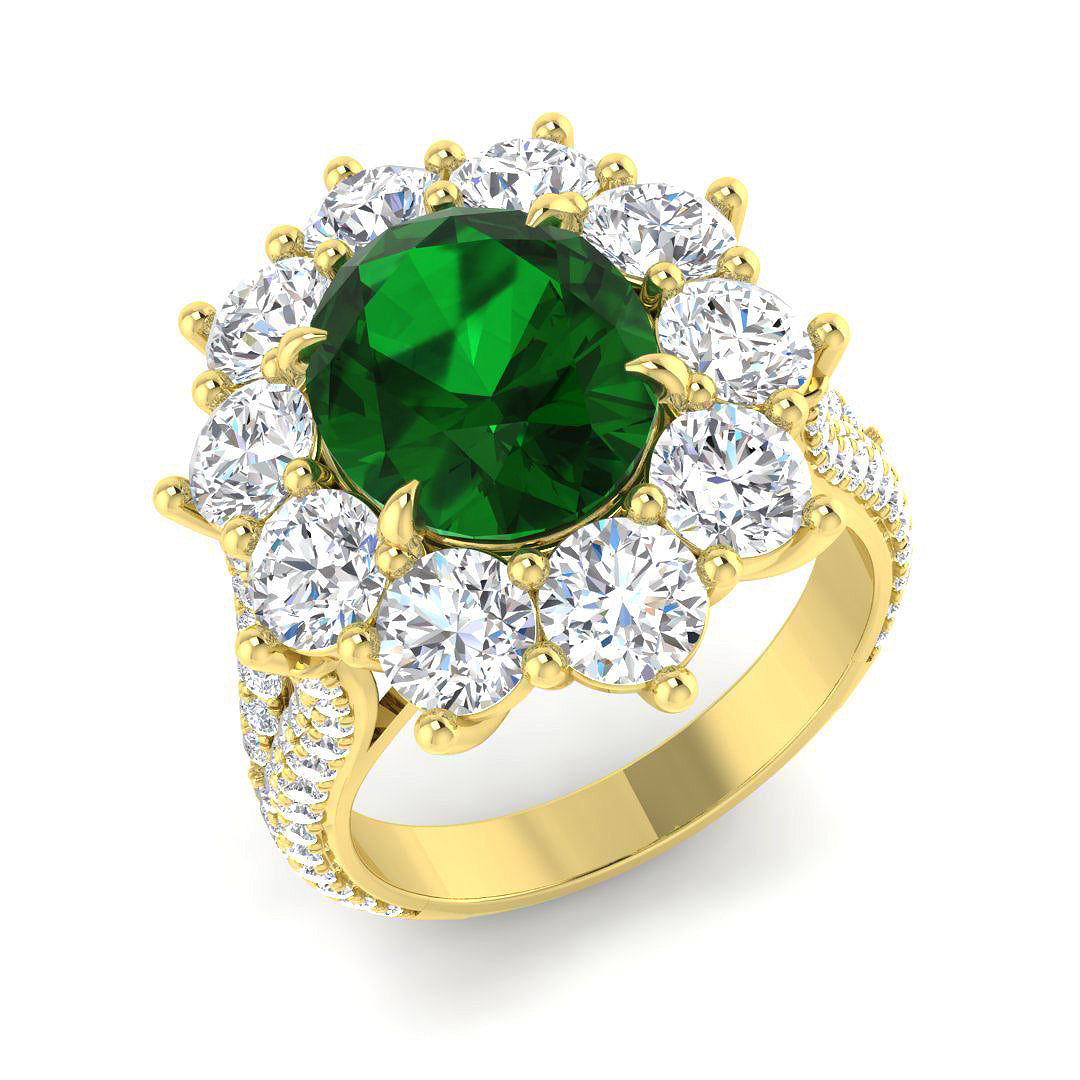 9ct Yellow Gold 7.58ct Laboratory Grown Lab Emerald Ring