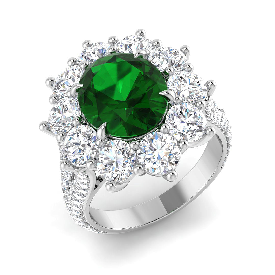 9ct White Gold 7.58ct Laboratory Grown Lab Emerald Ring