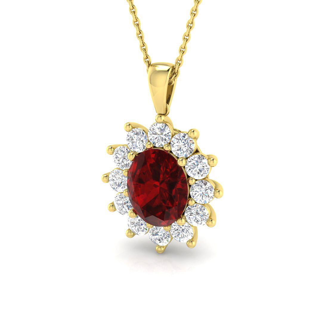 9ct Yellow Gold 4.62ct Laboratory Grown Lab Ruby Pendant