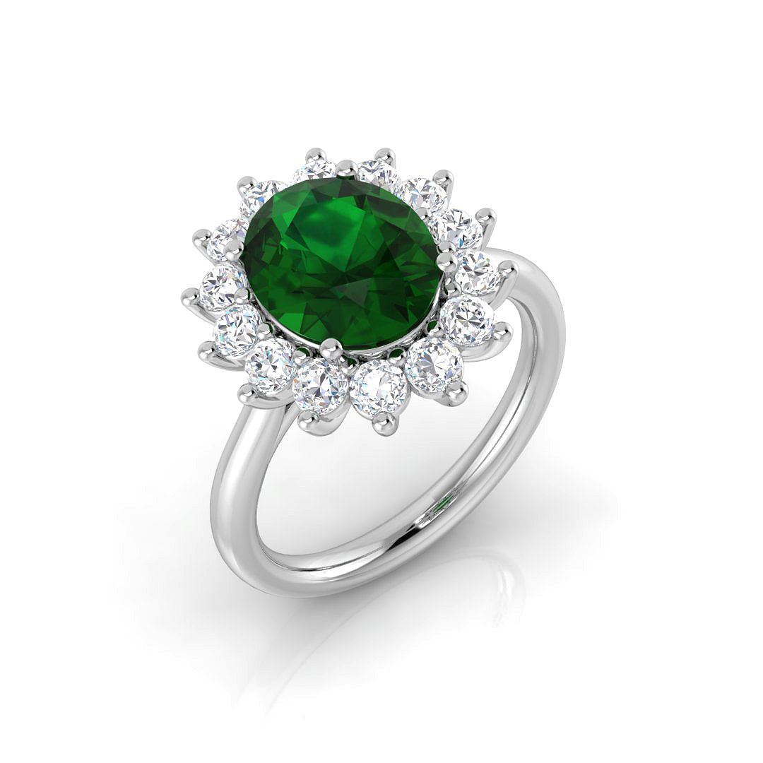 9ct White Gold 3.11ct Laboratory Grown Lab Emerald Ring