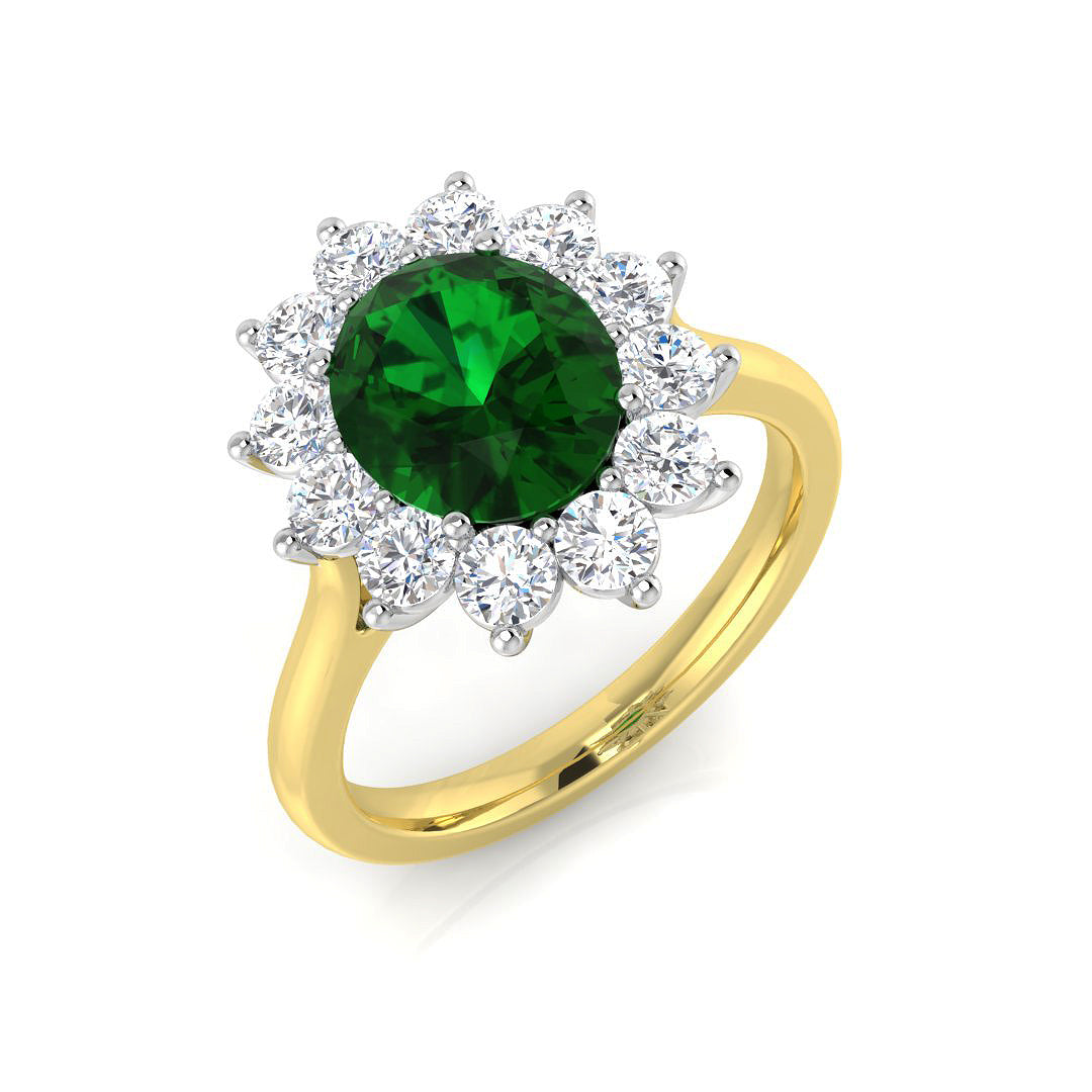 9ct Two-Tone Gold 2.42ct Laboratory Grown Lab Emerald Ring