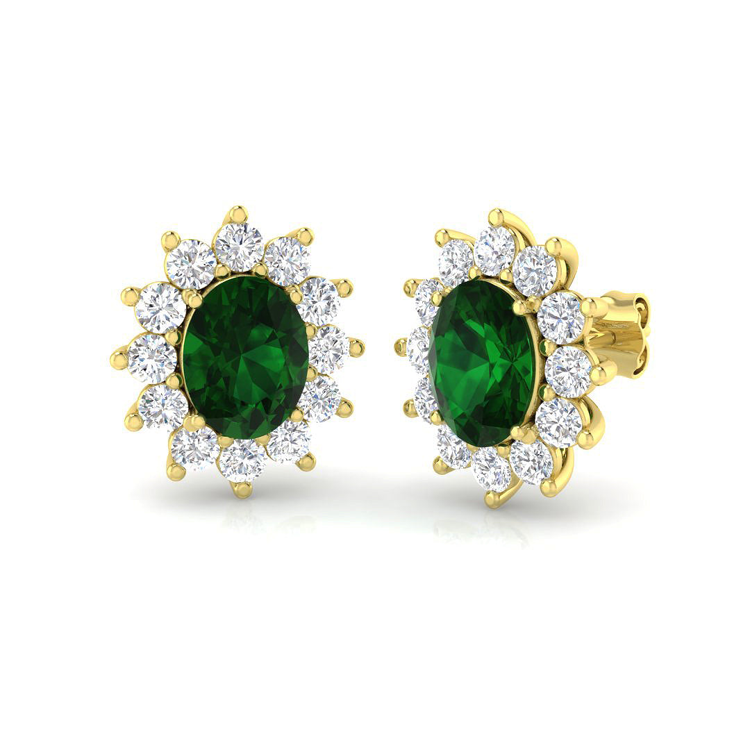 9ct Yellow Gold 5.12ct Laboratory Grown Lab Emerald Earrings