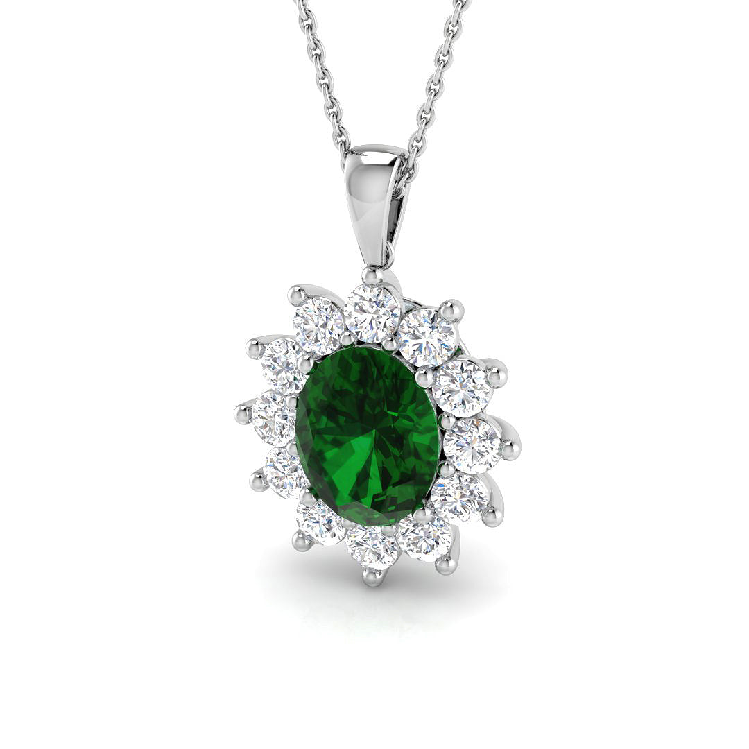 9ct White Gold 3.37ct Laboratory Grown Lab Emerald Pendant