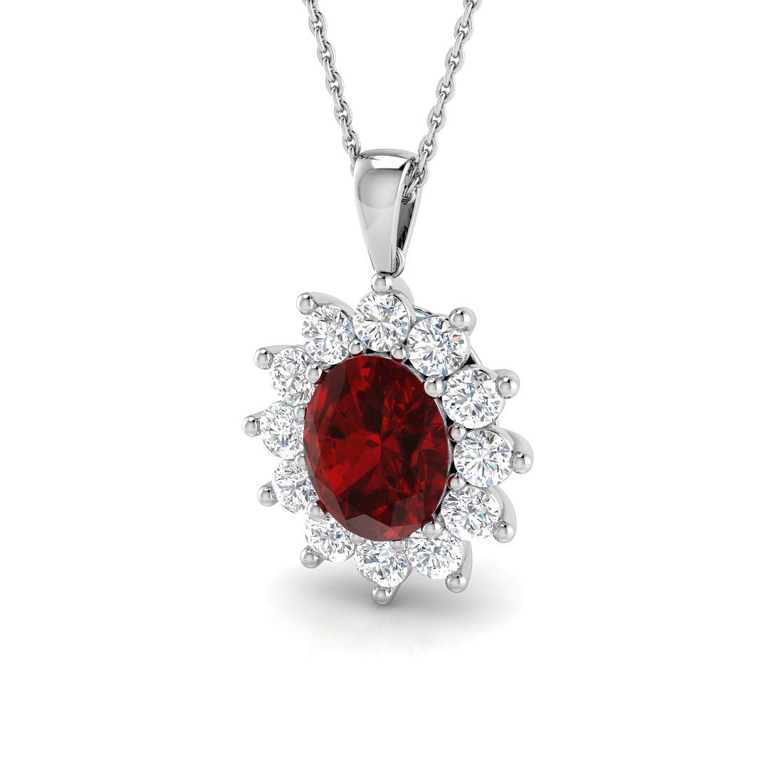 9ct White Gold 4.62ct Laboratory Grown Lab Ruby Pendant