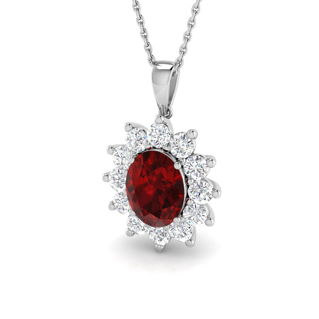 9ct White Gold 3.25ct Laboratory Grown Lab Ruby Pendant