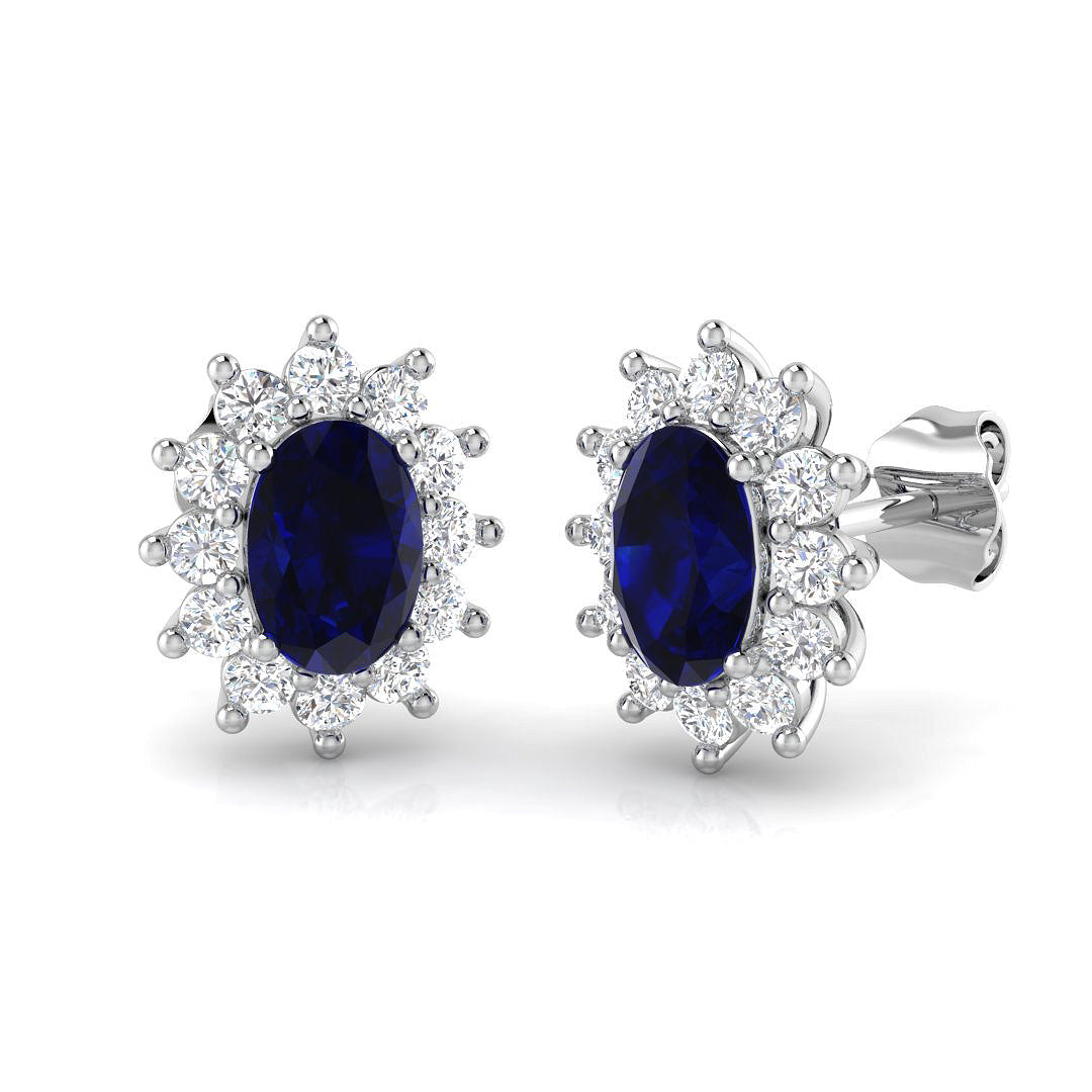 9ct White Gold 1.98ct Blue Sapphire Earrings