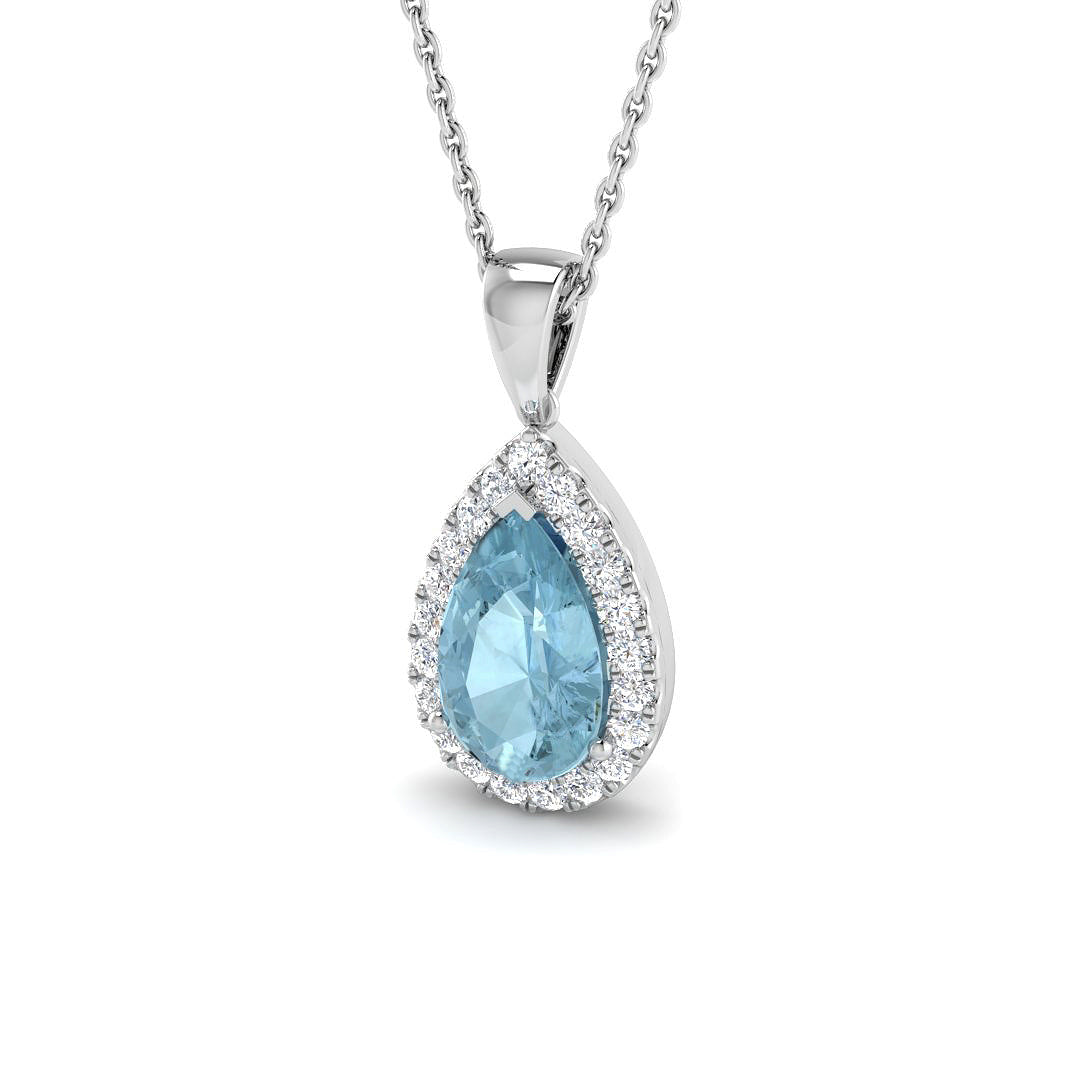 9ct White Gold 1.35ct Aquamarine Pendant