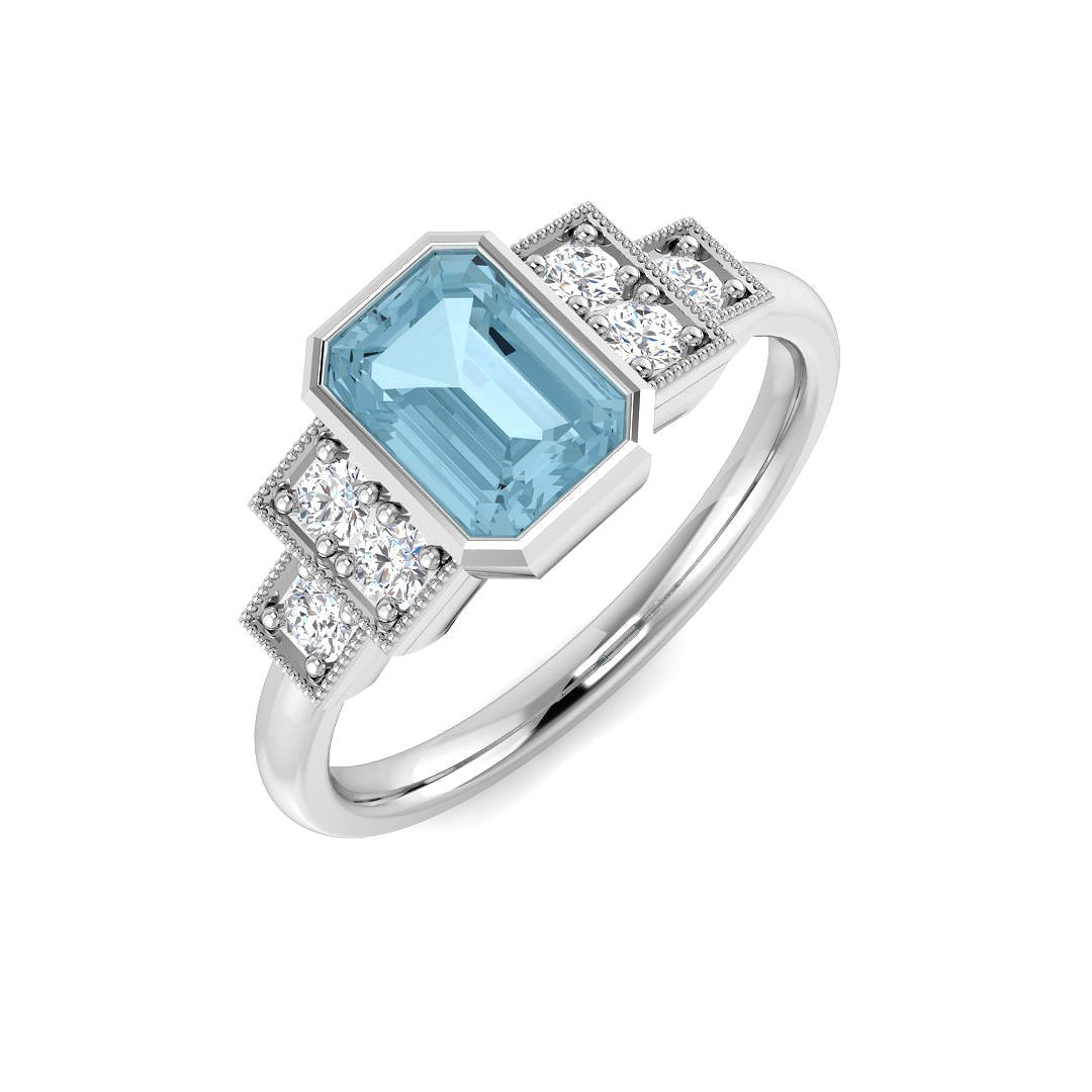 9ct White Gold 1.00ct Aquamarine Ring