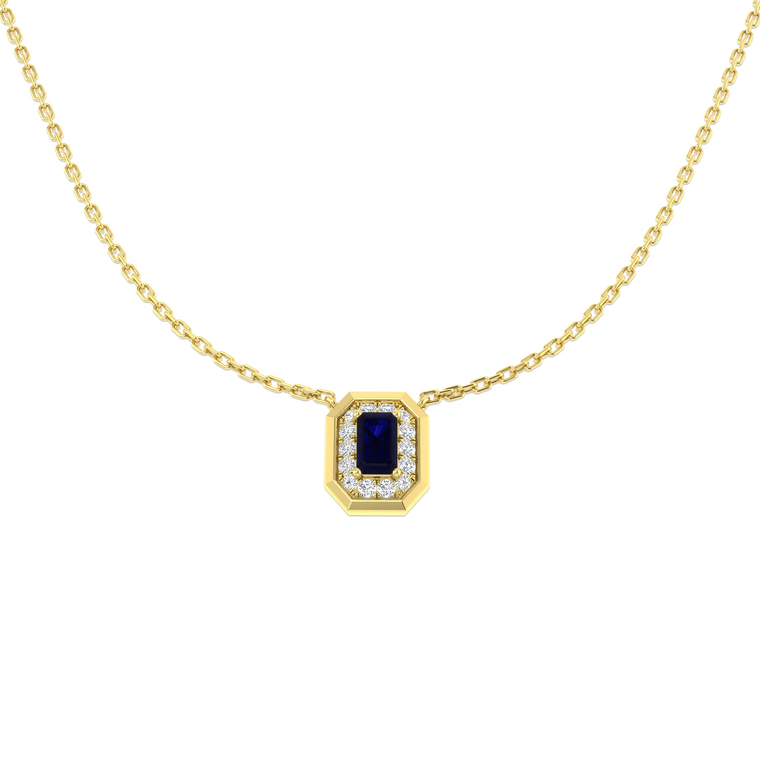 9ct Yellow Gold 0.52ct Blue Sapphire Necklace