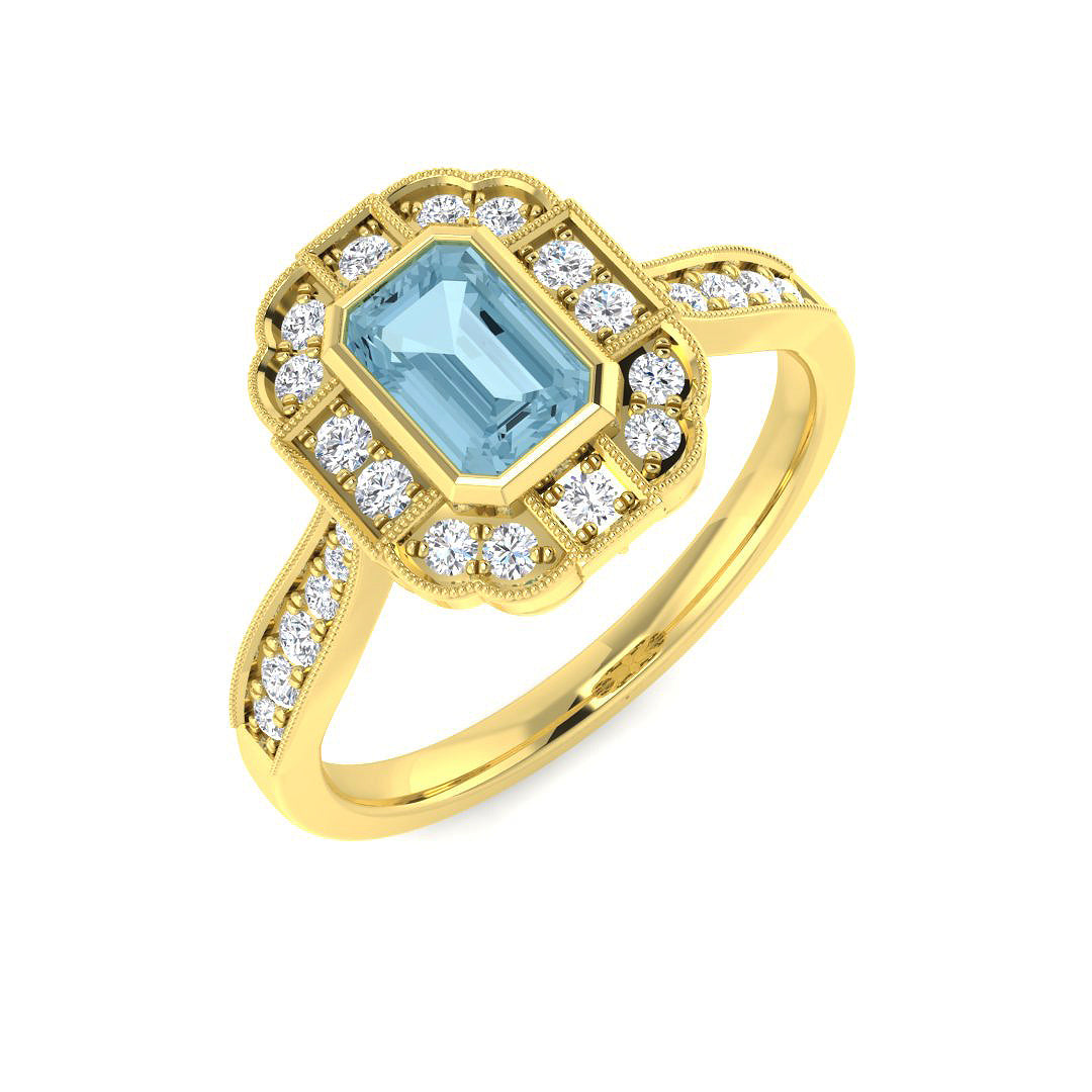 9ct Yellow Gold 0.85ct Aquamarine Ring