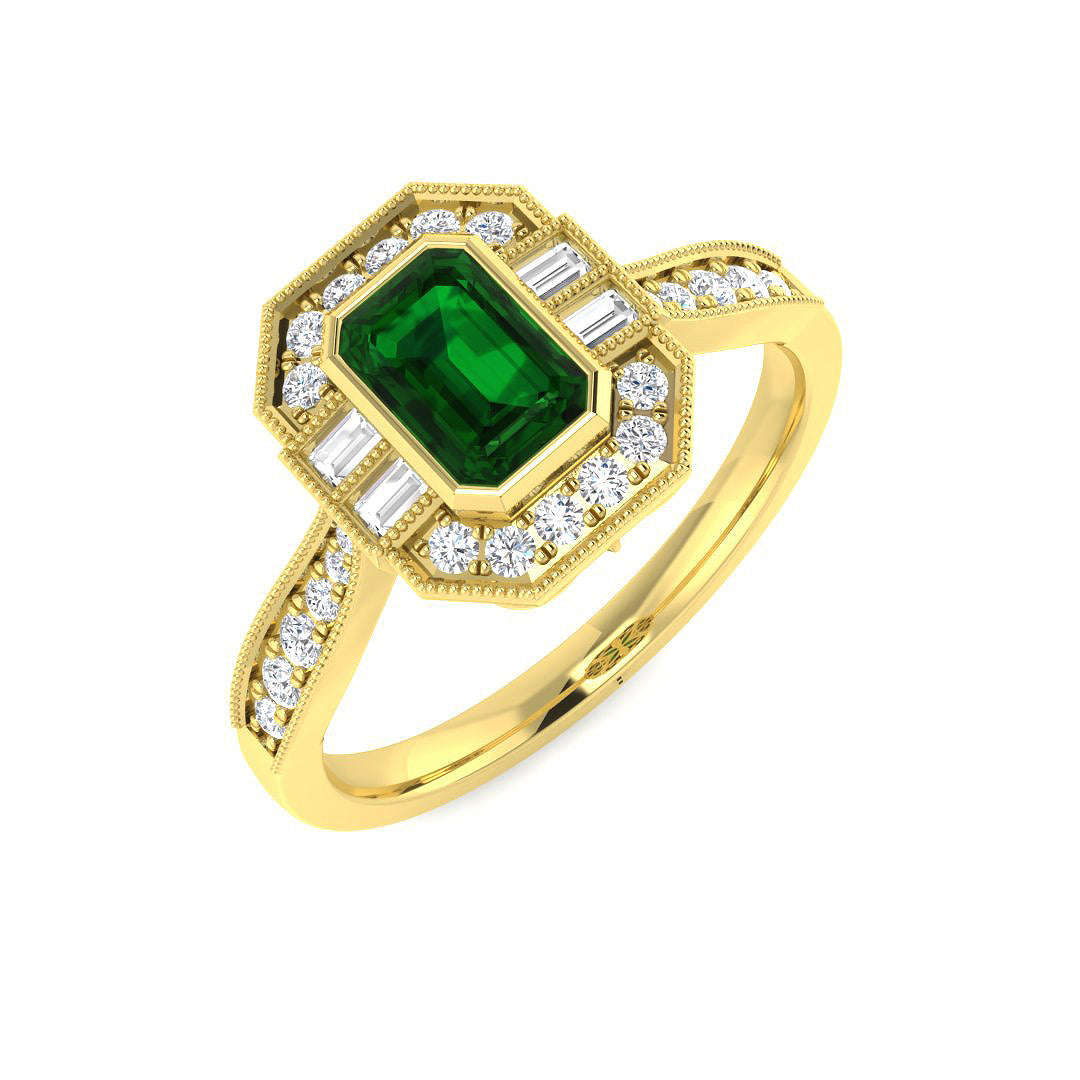 9ct Yellow Gold 0.77ct Emerald Ring