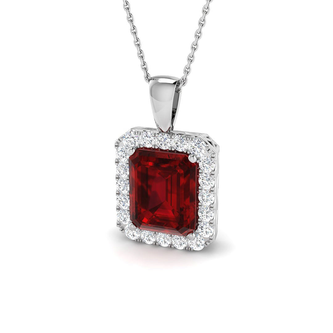 9ct White Gold 6.50ct Laboratory Grown Lab Ruby Pendant
