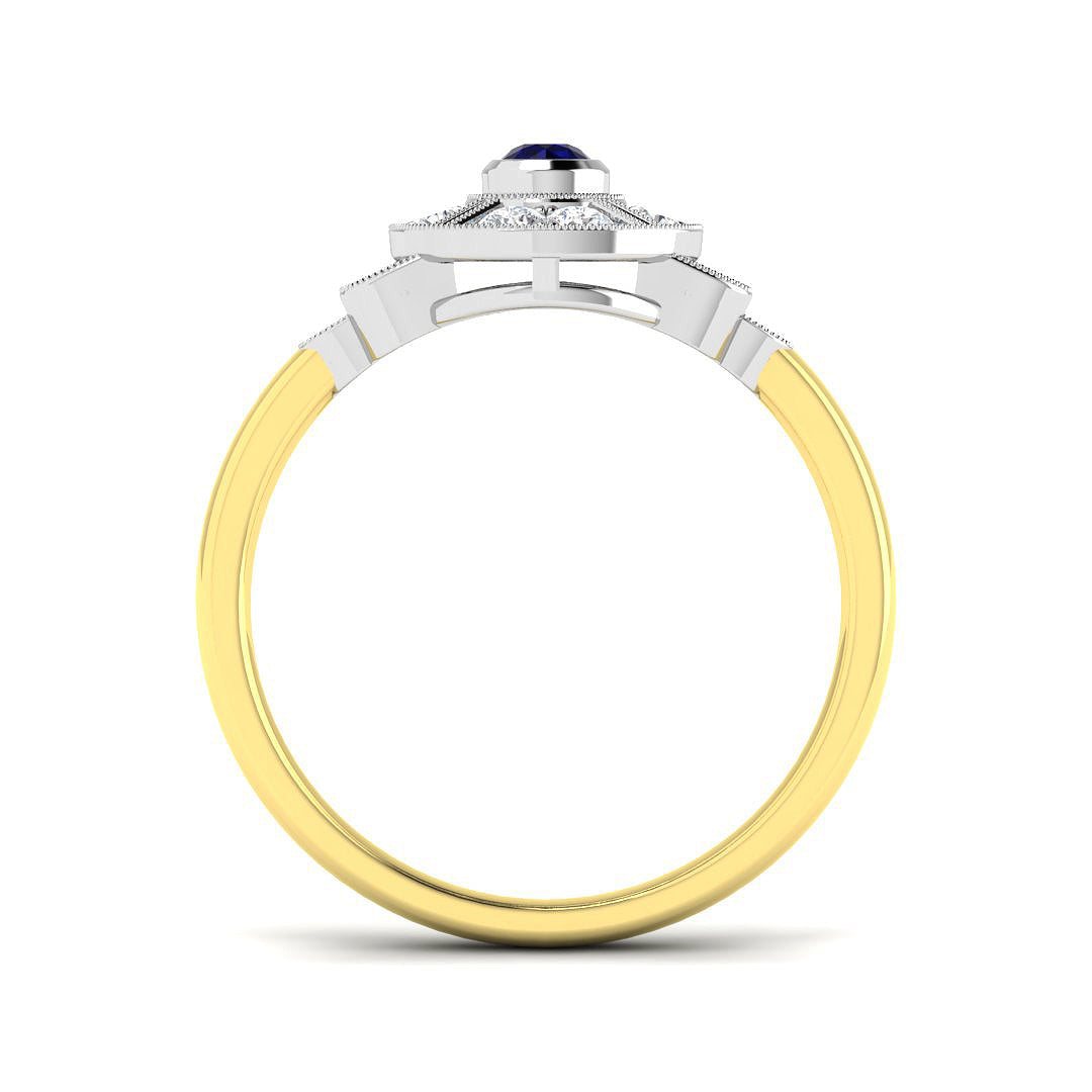 9ct Two-Tone Gold 0.34ct Blue Sapphire Ring