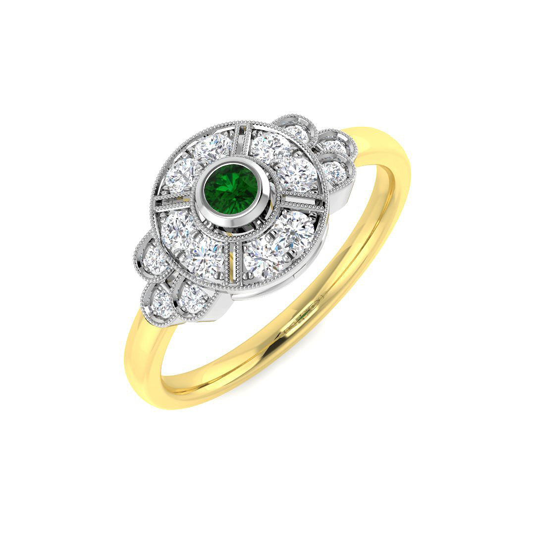 9ct Two-Tone Gold 0.33ct Emerald Ring