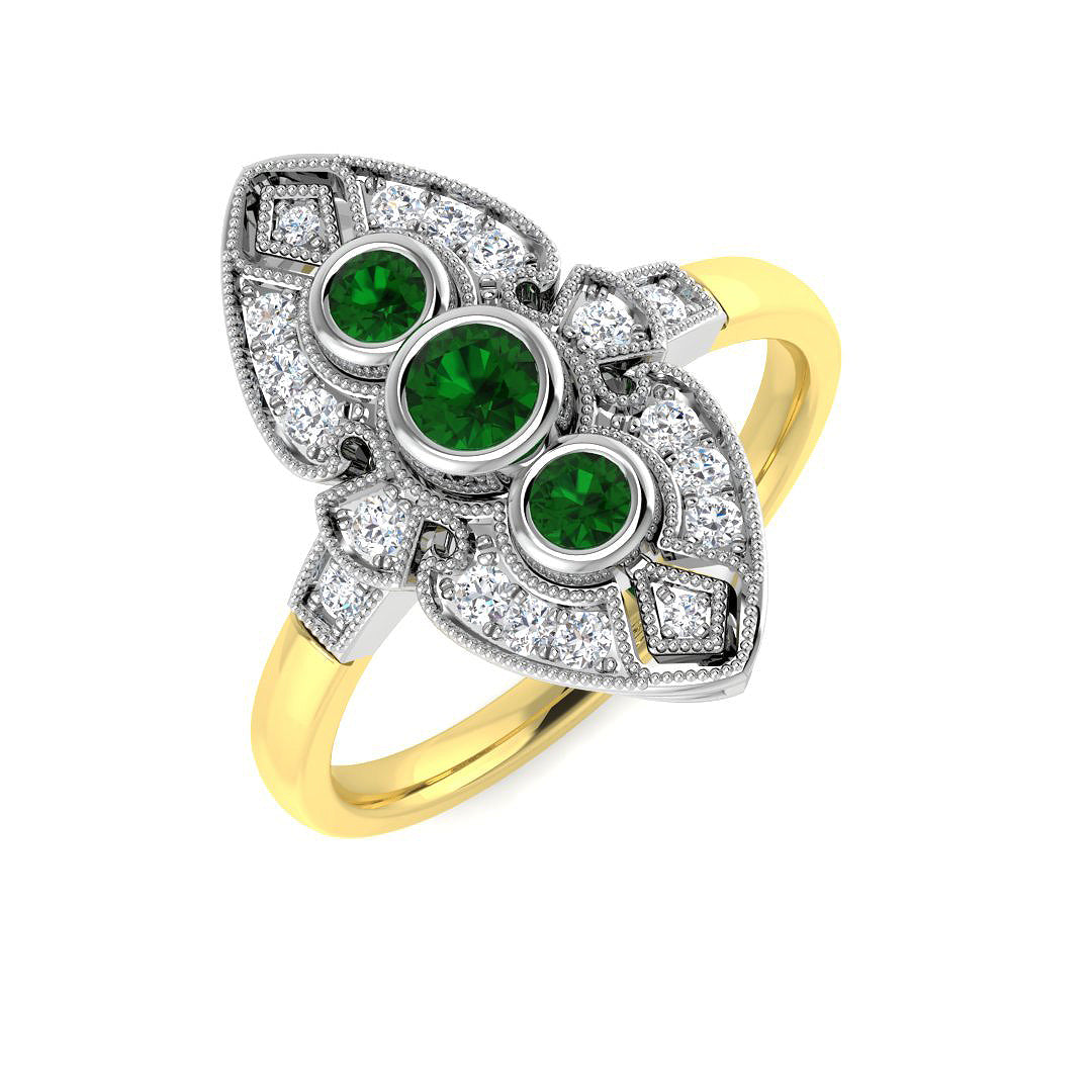 9ct Two-Tone Gold 0.42ct Emerald Ring