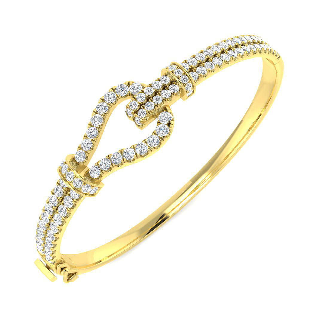 9ct Yellow Gold 3.23ct Laboratory Grown CVD Bangle