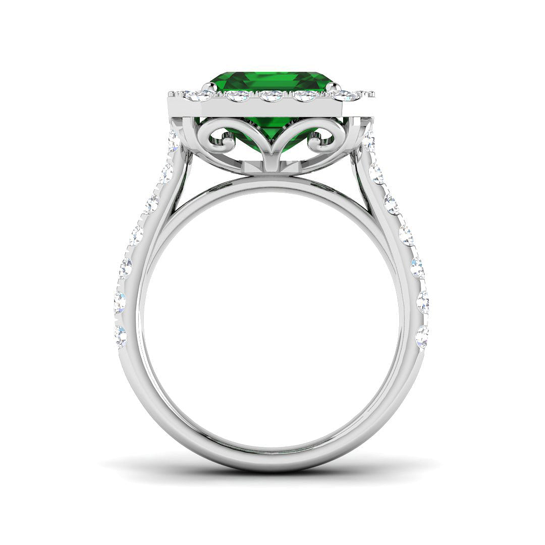 9ct White Gold 5.33ct Laboratory Grown Lab Emerald Ring
