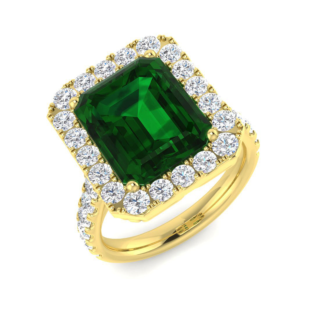 9ct Yellow Gold 5.33ct Laboratory Grown Lab Emerald Ring