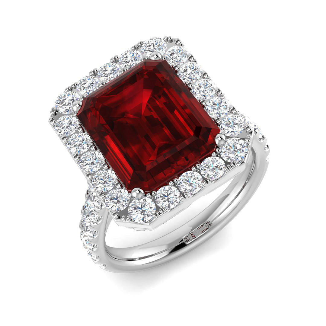 9ct White Gold 6.77ct Laboratory Grown Lab Ruby Ring