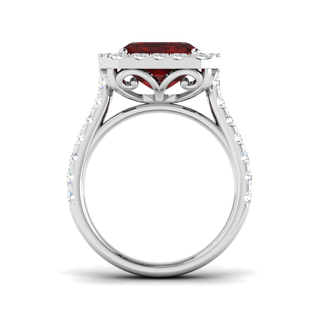 9ct White Gold 6.77ct Laboratory Grown Lab Ruby Ring