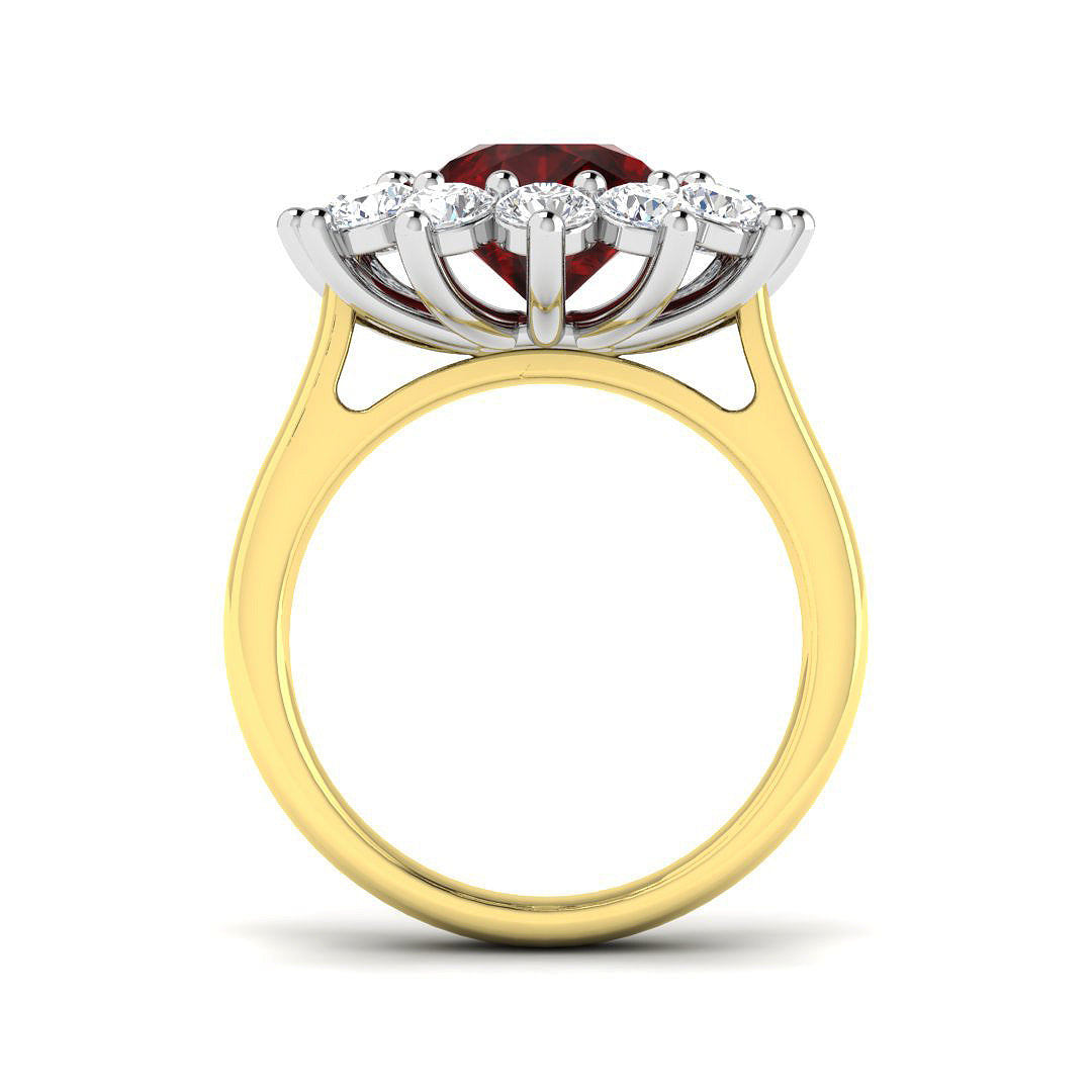 9ct Two-Tone Gold 5.80ct Laboratory Grown Lab Ruby Ring